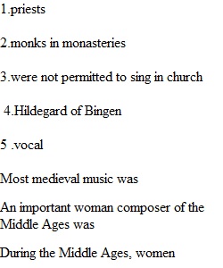 Middle Ages, Renaissance, Baroque Test